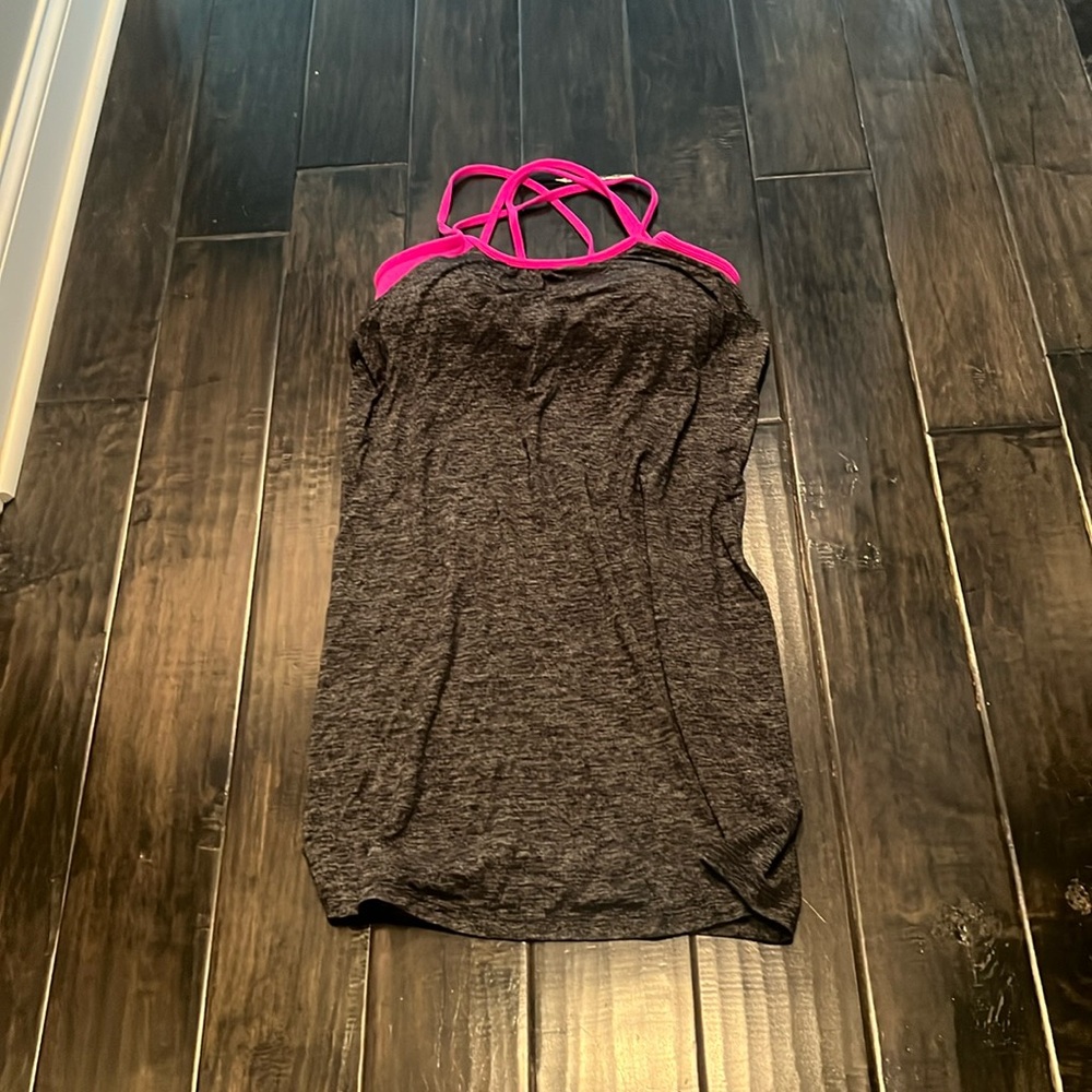 Grey and pink Athleta dress.